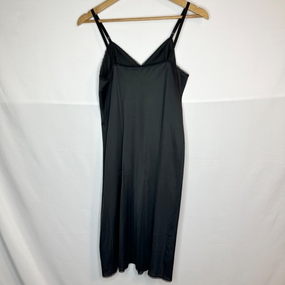 VINTAGE Vanity Fair Black Lace Trim Nylon Slip Mini Dress Romantic Womens 36 Med - Picture 3 of 15
